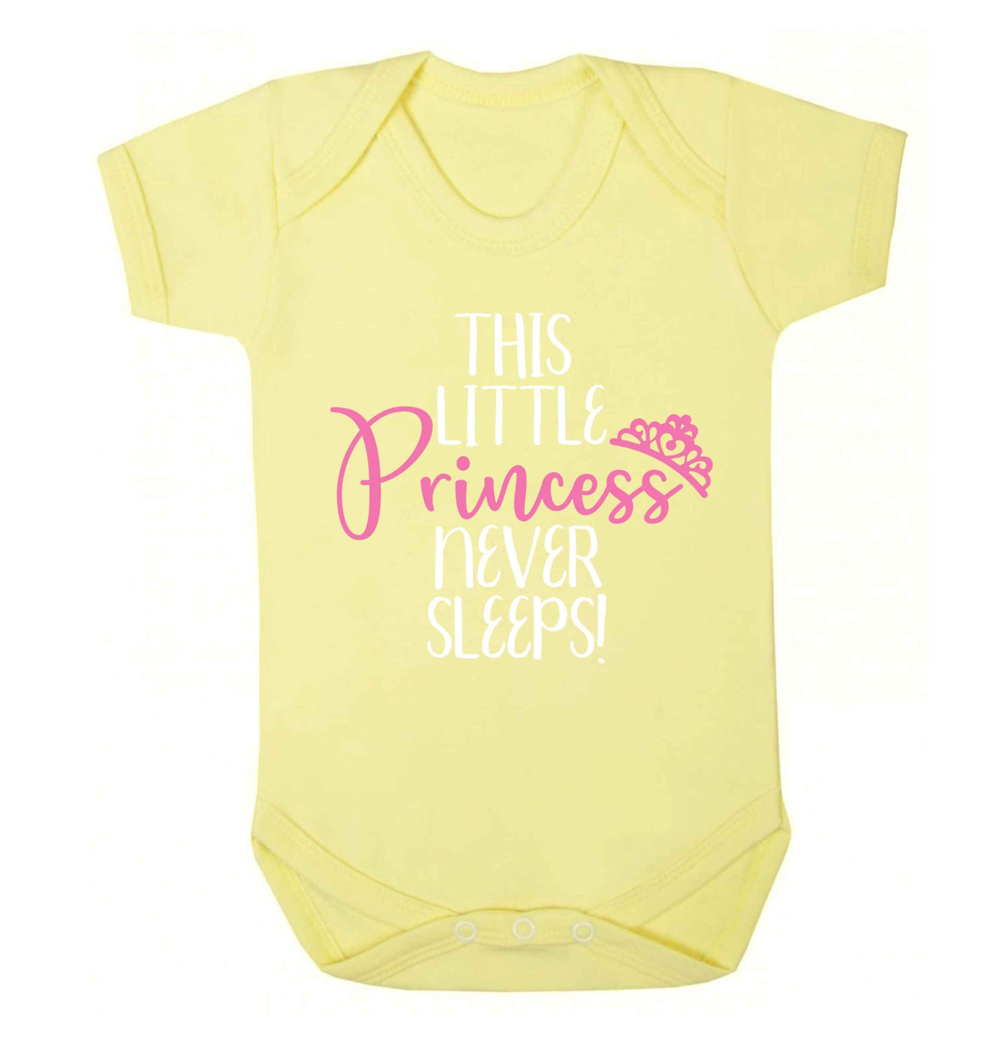 This little princess never sleeps Baby Vest pale yellow 18-24 months