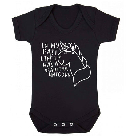 In my past life I was a beautiful unicorn Baby Vest black 18-24 months
