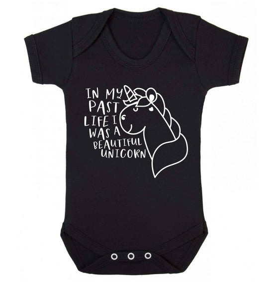In my past life I was a beautiful unicorn Baby Vest black 18-24 months