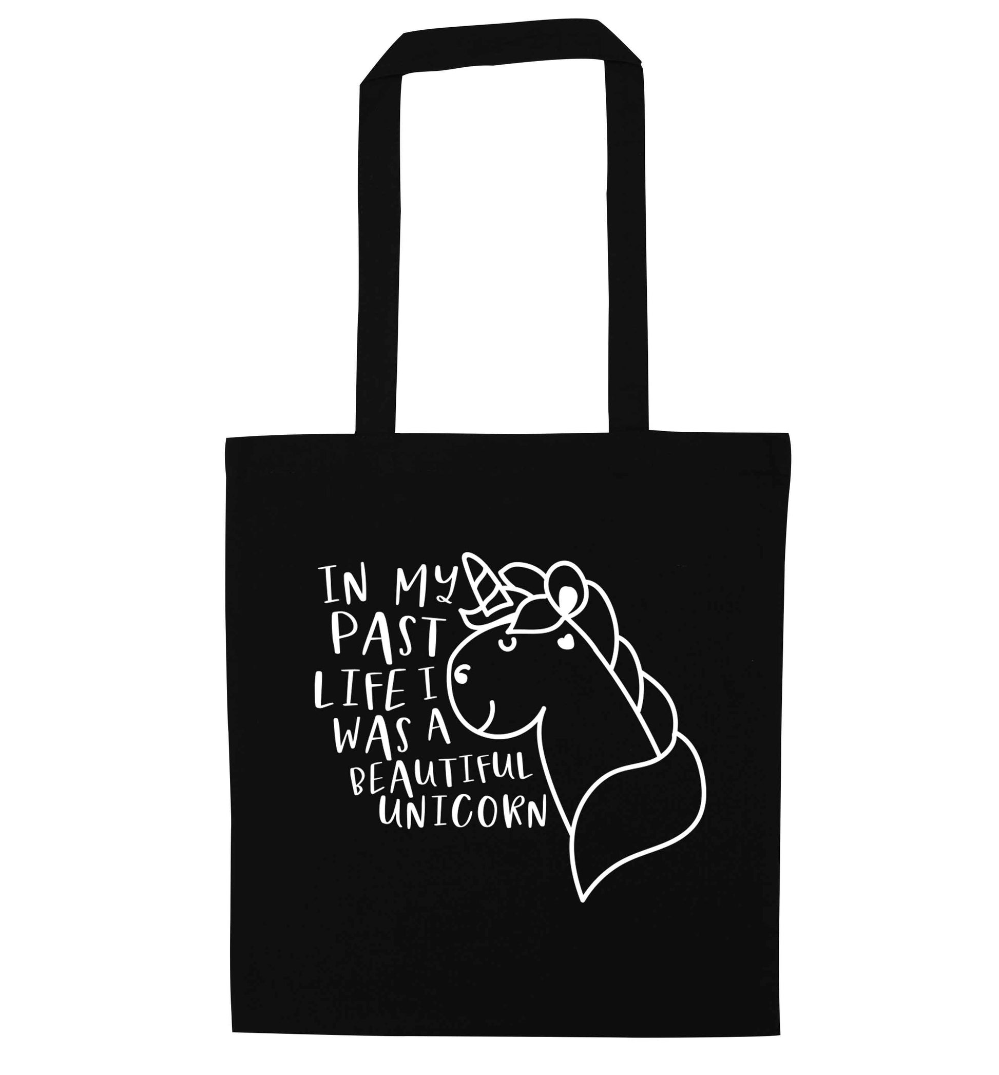 In my past life I was a beautiful unicorn black tote bag