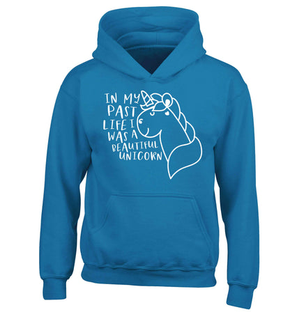 In my past life I was a beautiful unicorn children's blue hoodie 12-13 Years