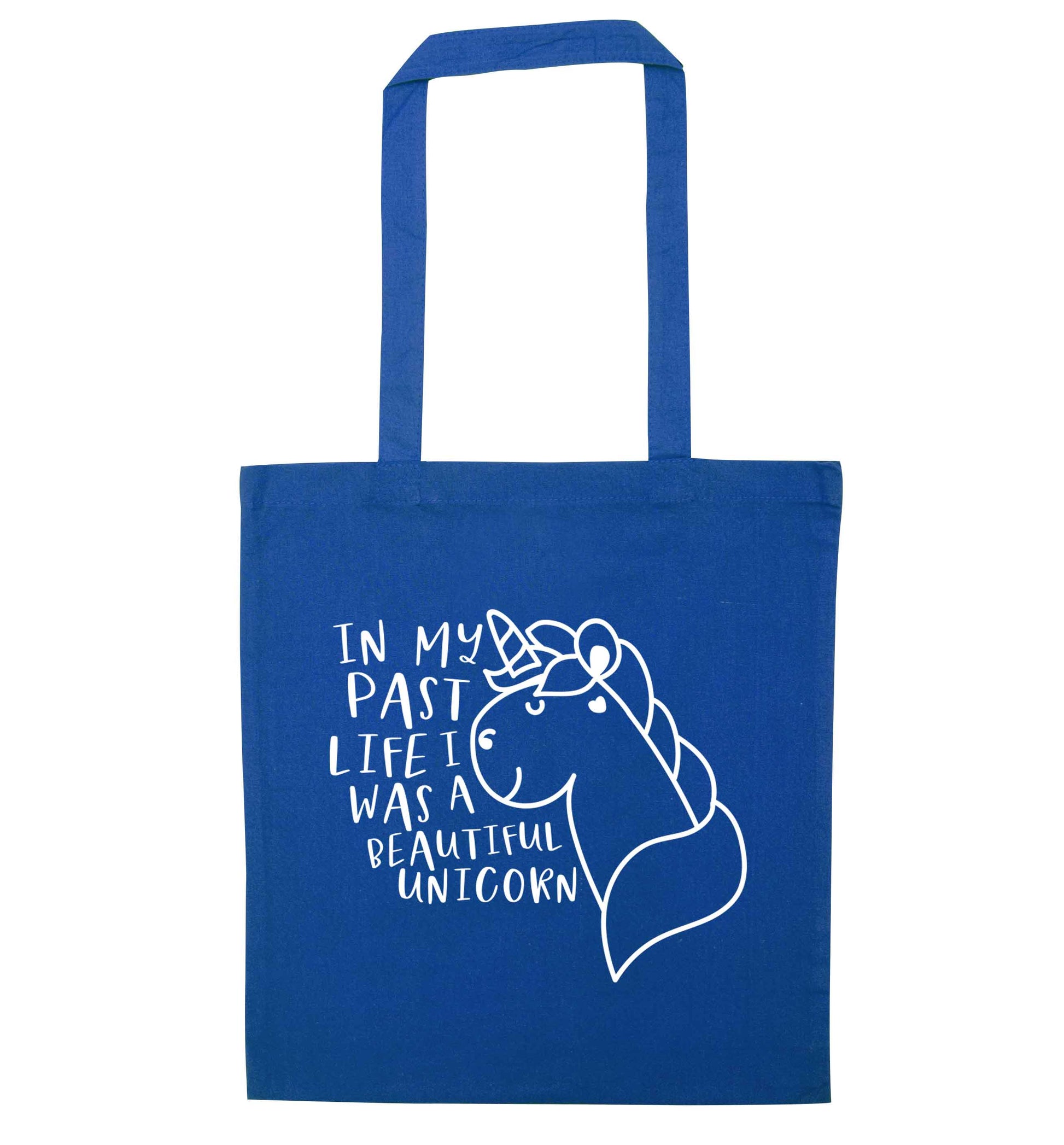 In my past life I was a beautiful unicorn blue tote bag