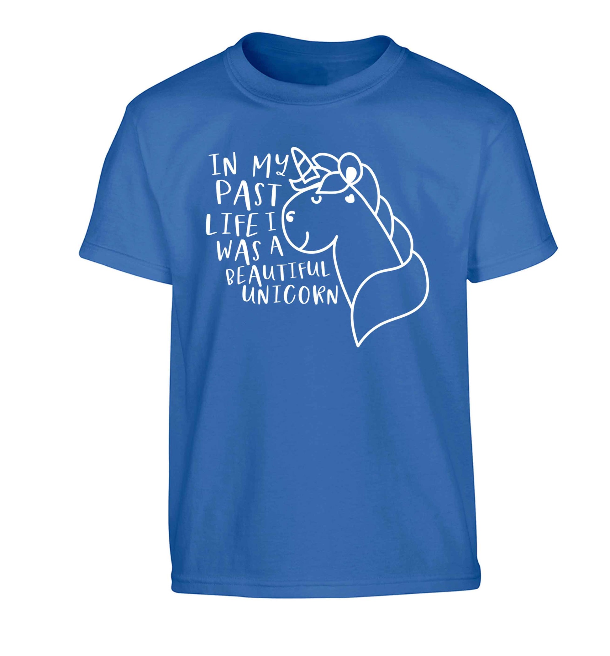 In my past life I was a beautiful unicorn Children's blue Tshirt 12-13 Years