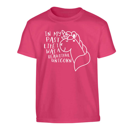 In my past life I was a beautiful unicorn Children's pink Tshirt 12-13 Years
