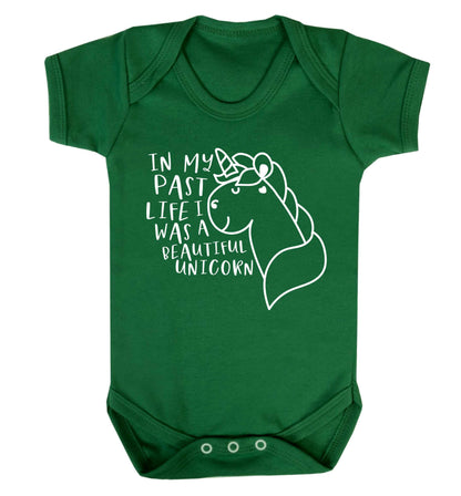 In my past life I was a beautiful unicorn Baby Vest green 18-24 months
