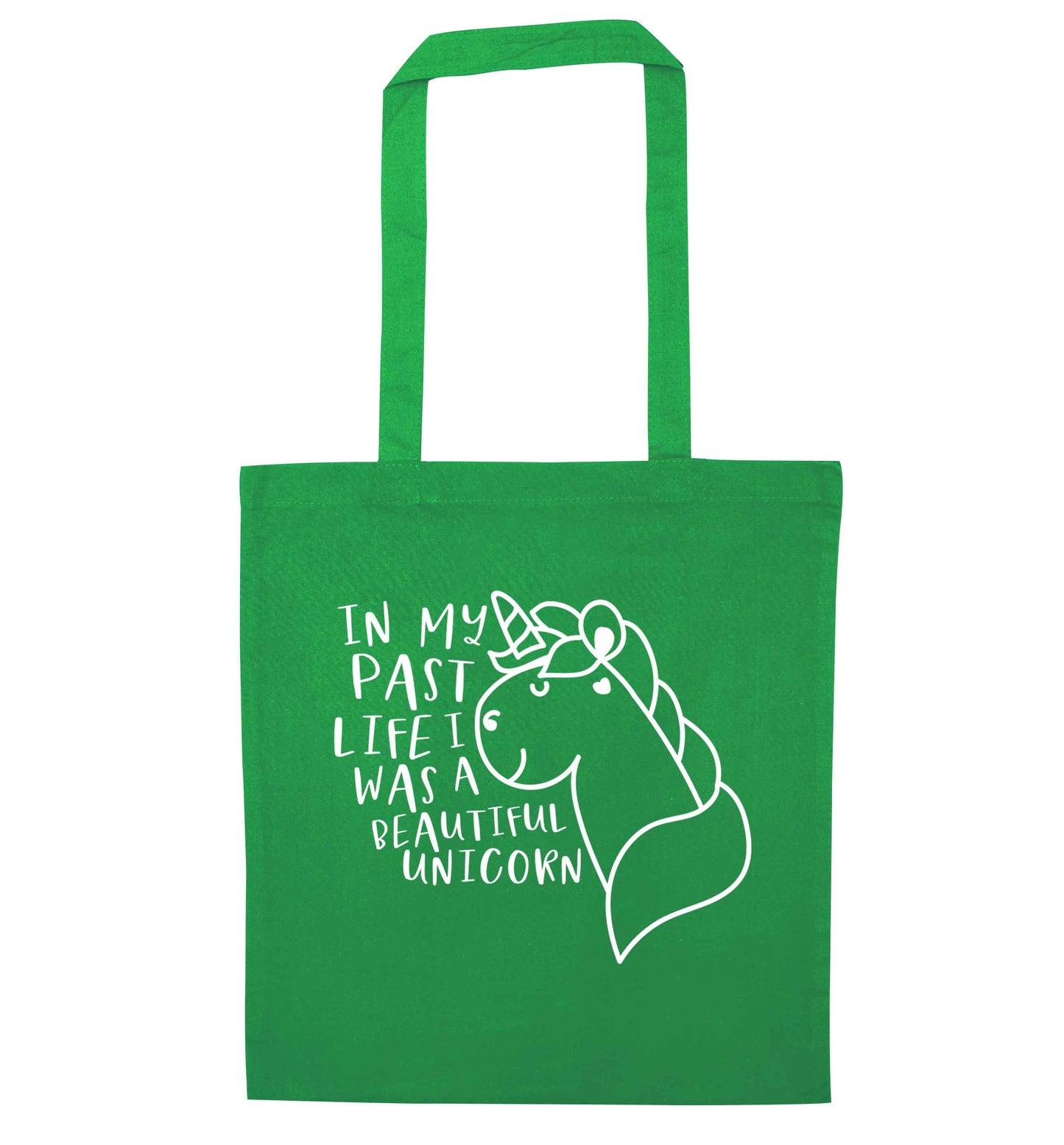 In my past life I was a beautiful unicorn green tote bag