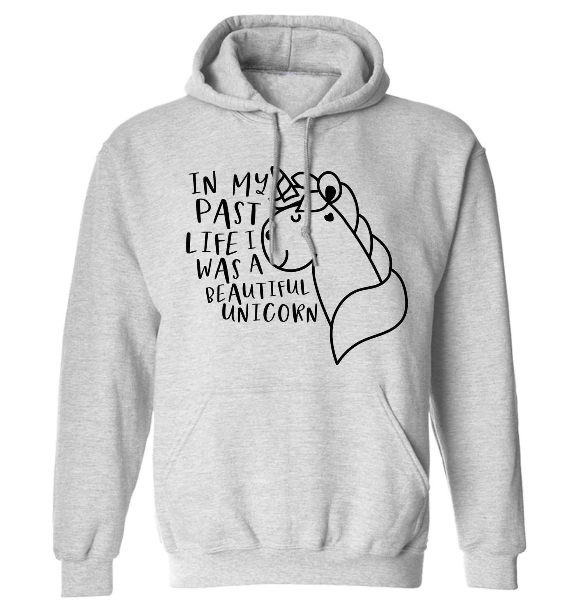 In my past life I was a beautiful unicorn adults unisex grey hoodie 2XL