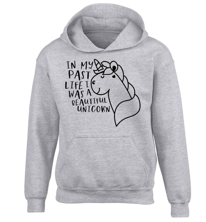 In my past life I was a beautiful unicorn children's grey hoodie 12-13 Years