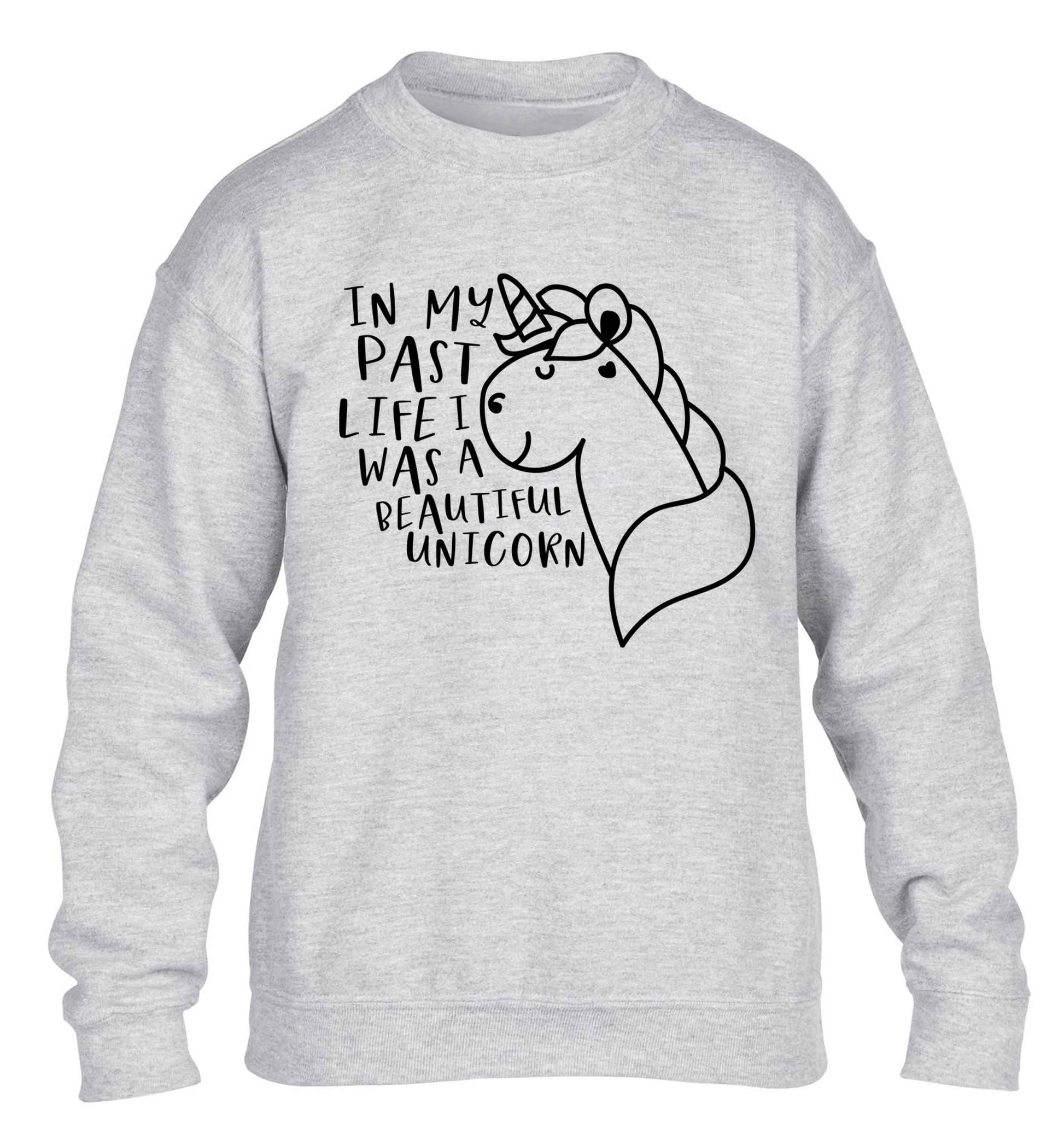In my past life I was a beautiful unicorn children's grey sweater 12-13 Years