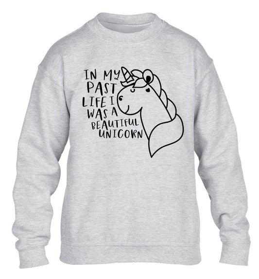 In my past life I was a beautiful unicorn children's grey sweater 12-13 Years