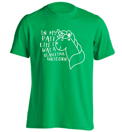 In my past life I was a beautiful unicorn adults unisex green Tshirt 2XL