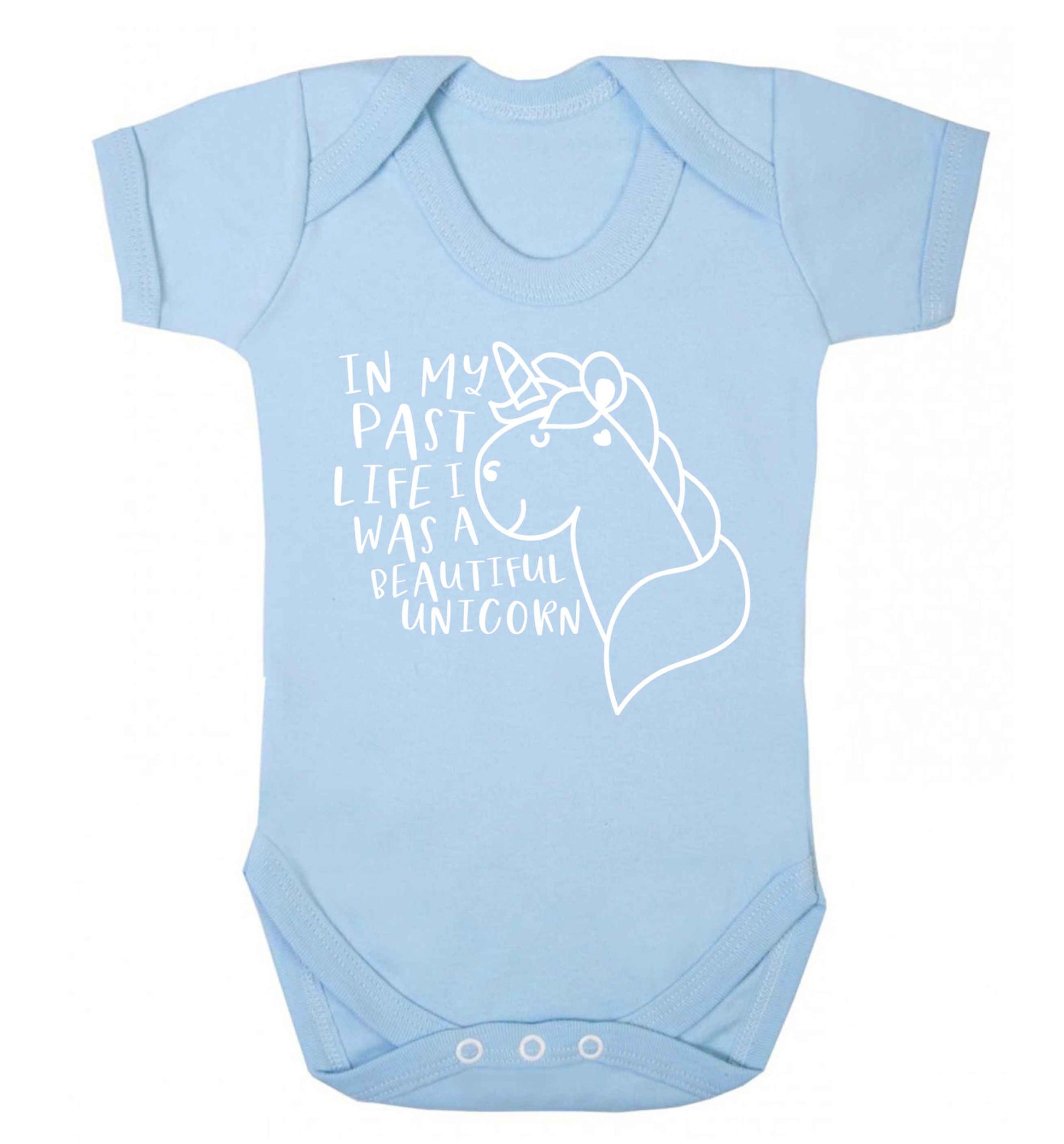 In my past life I was a beautiful unicorn Baby Vest pale blue 18-24 months