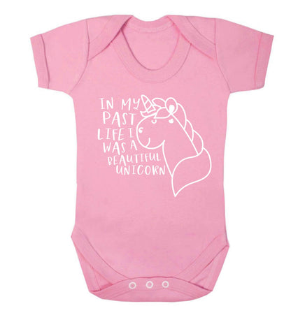 In my past life I was a beautiful unicorn Baby Vest pale pink 18-24 months