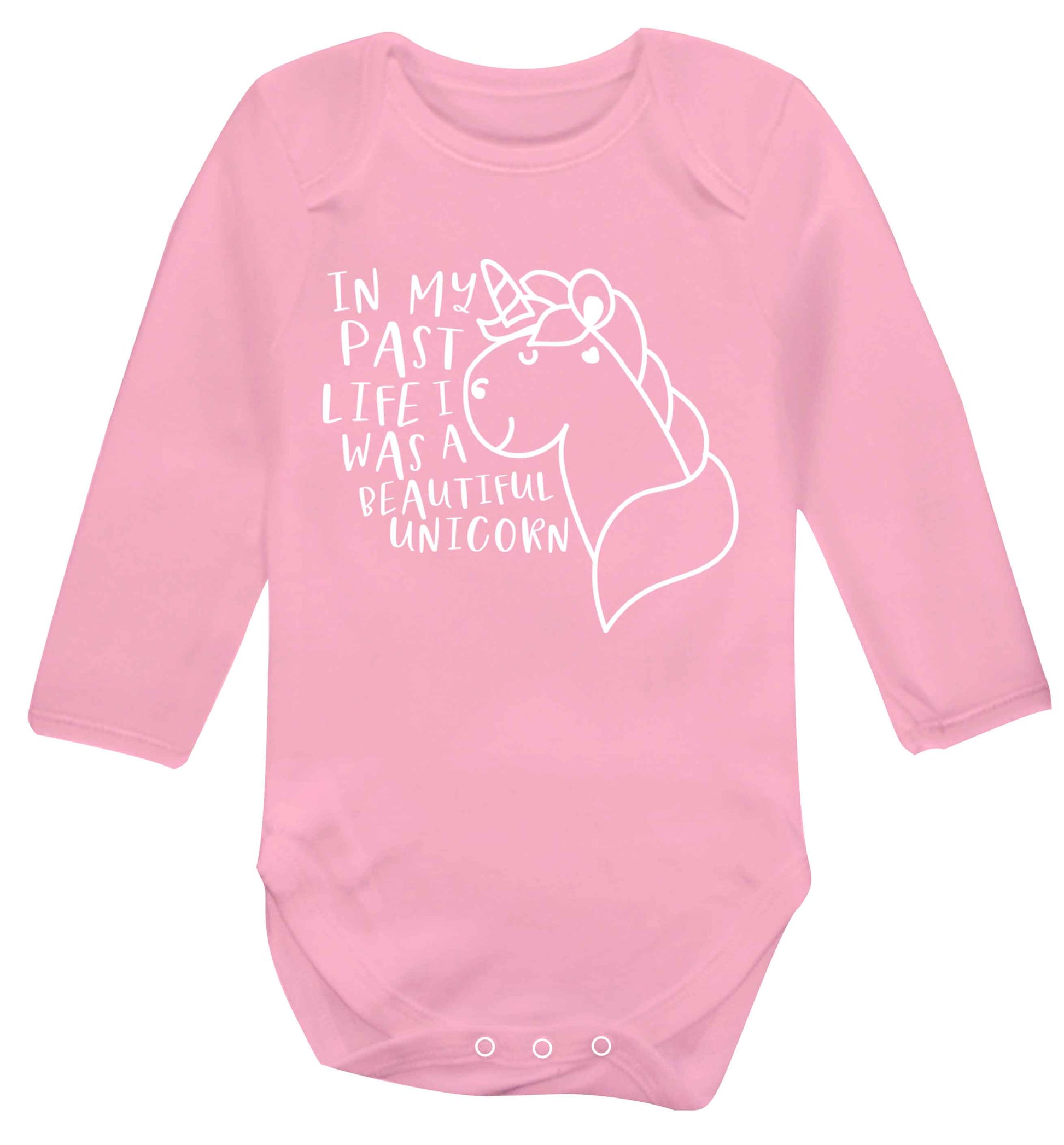In my past life I was a beautiful unicorn Baby Vest long sleeved pale pink 6-12 months
