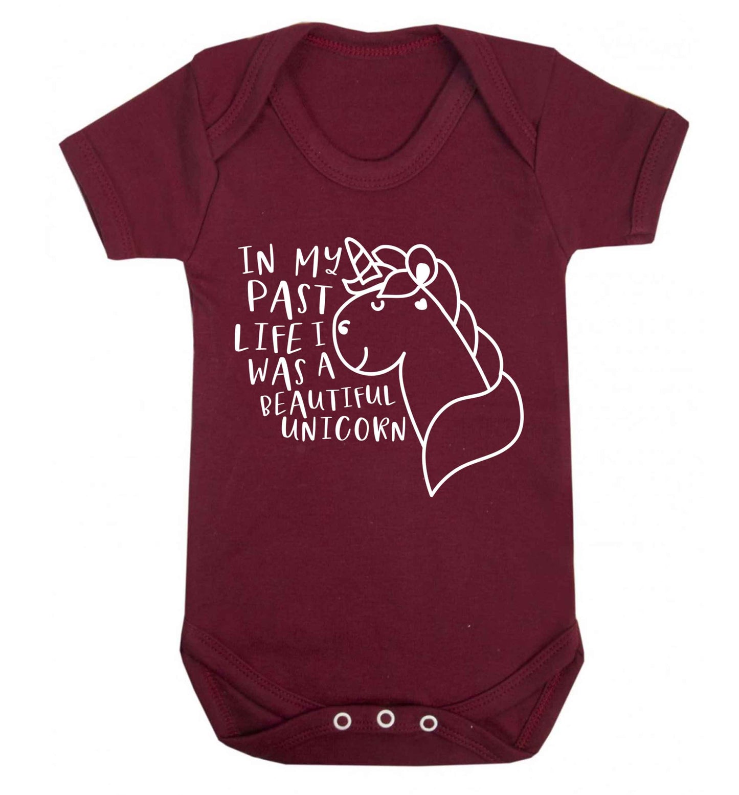 In my past life I was a beautiful unicorn Baby Vest maroon 18-24 months