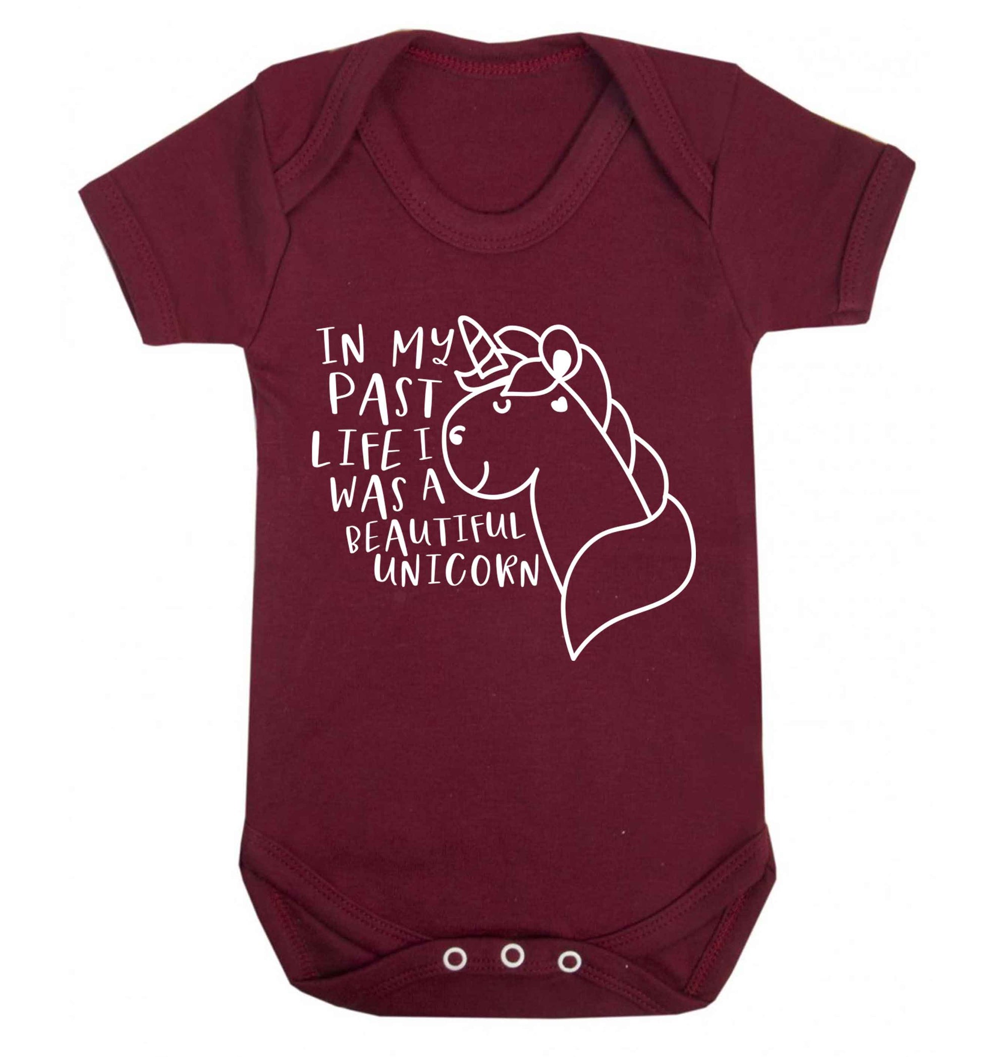 In my past life I was a beautiful unicorn Baby Vest maroon 18-24 months