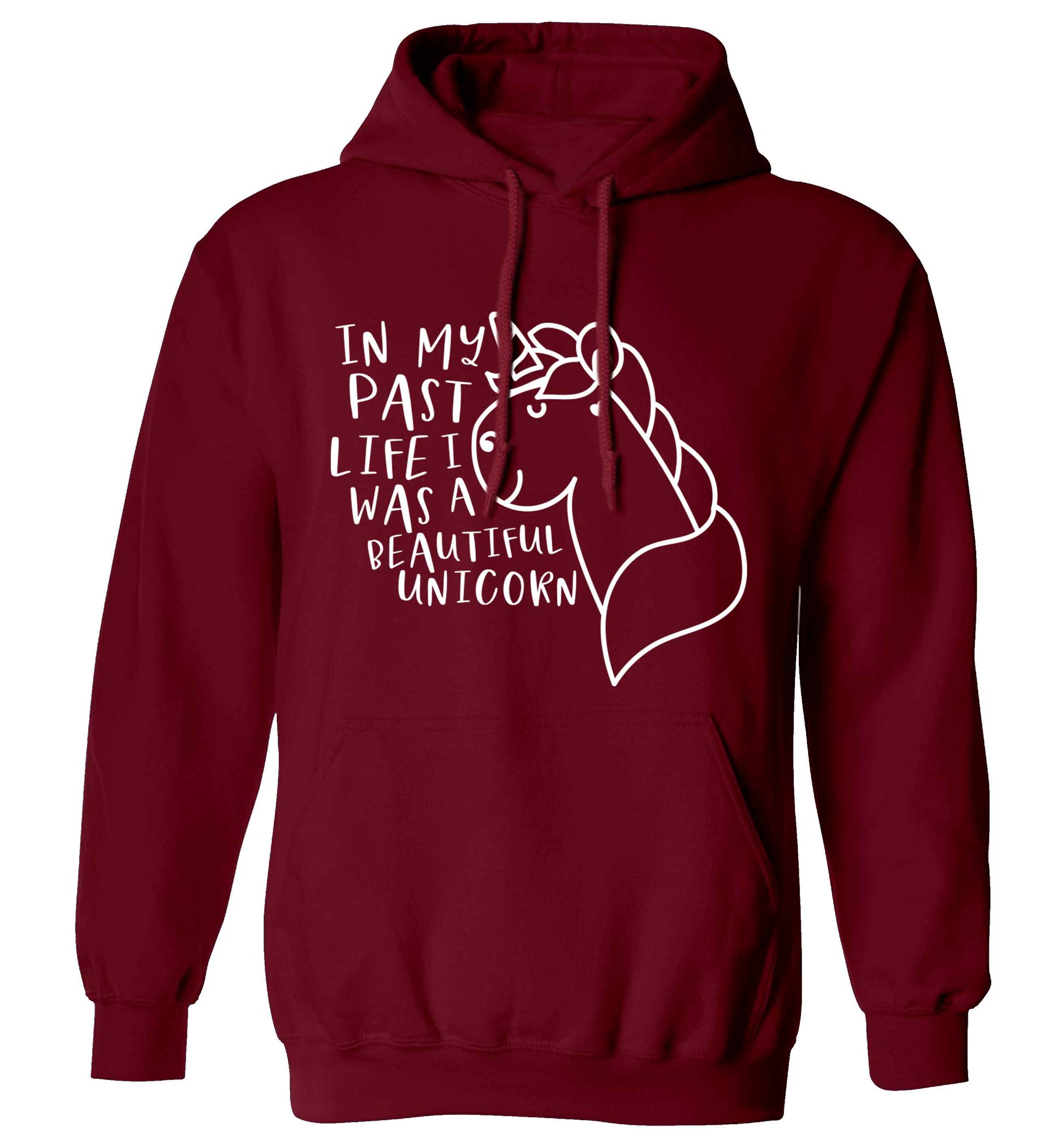 In my past life I was a beautiful unicorn adults unisex maroon hoodie 2XL