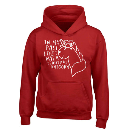 In my past life I was a beautiful unicorn children's red hoodie 12-13 Years