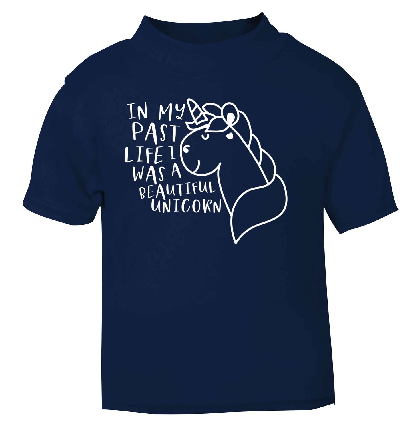 In my past life I was a beautiful unicorn navy Baby Toddler Tshirt 2 Years