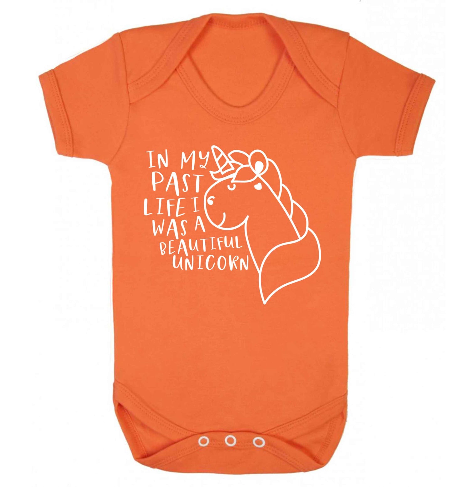 In my past life I was a beautiful unicorn Baby Vest orange 18-24 months
