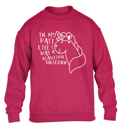 In my past life I was a beautiful unicorn children's pink sweater 12-13 Years