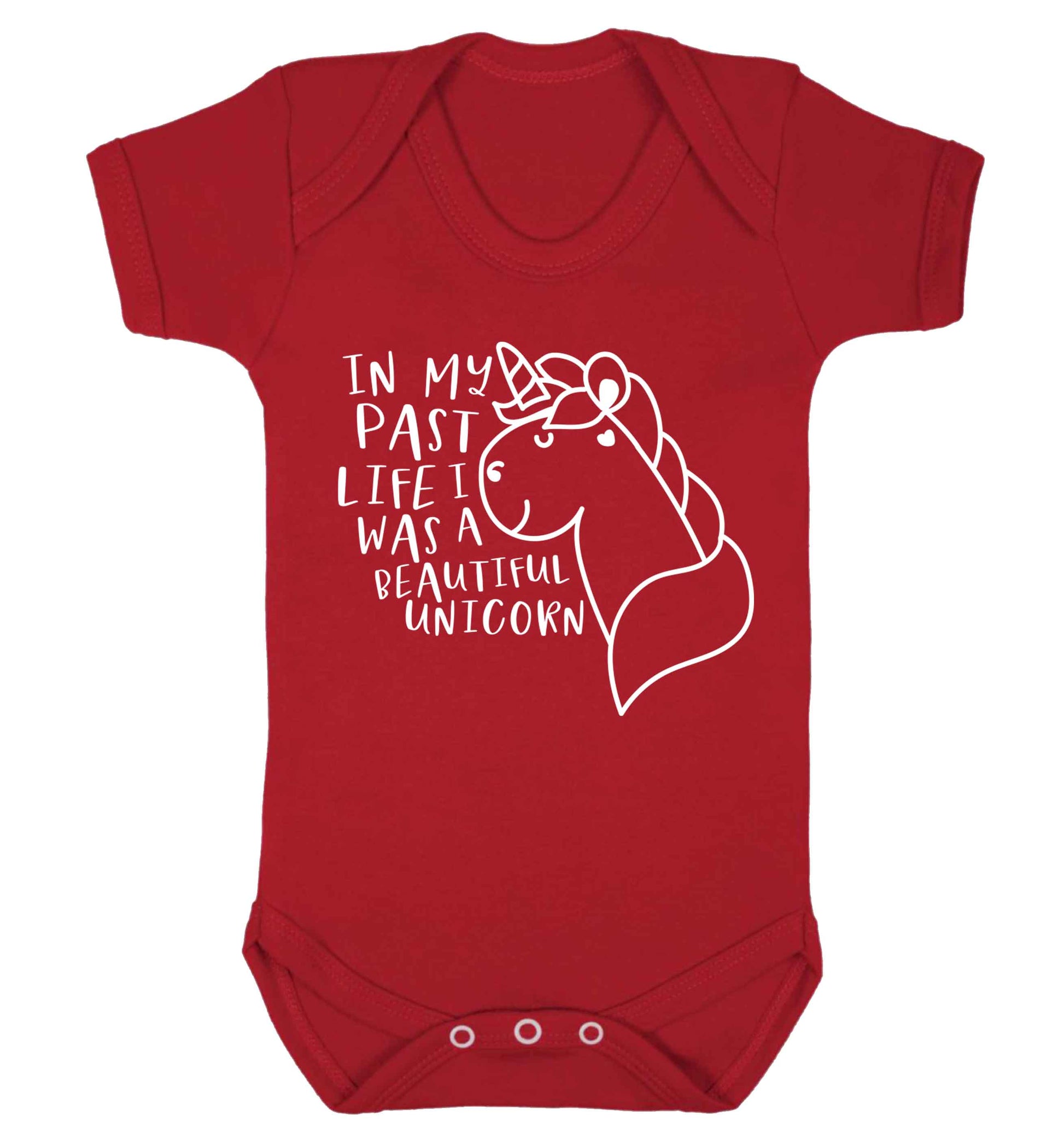 In my past life I was a beautiful unicorn Baby Vest red 18-24 months