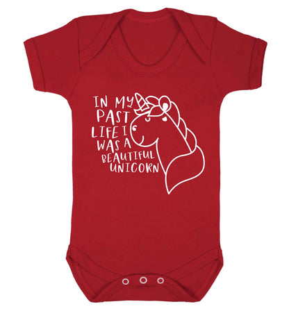 In my past life I was a beautiful unicorn Baby Vest red 18-24 months