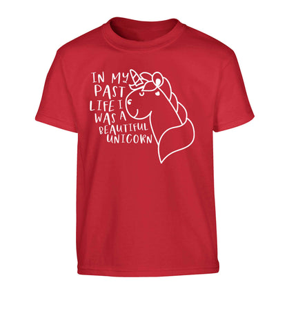 In my past life I was a beautiful unicorn Children's red Tshirt 12-13 Years