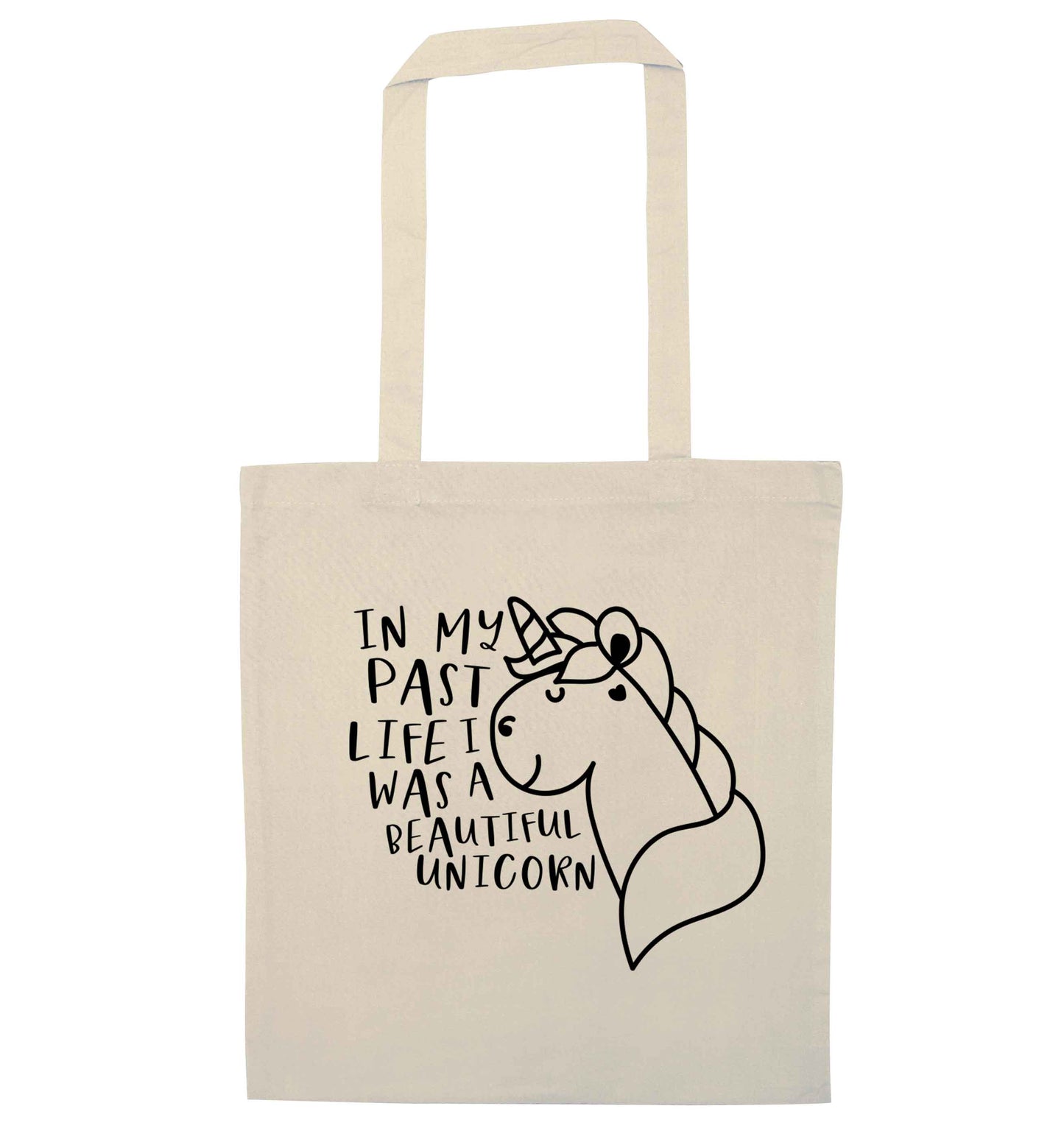 In my past life I was a beautiful unicorn natural tote bag