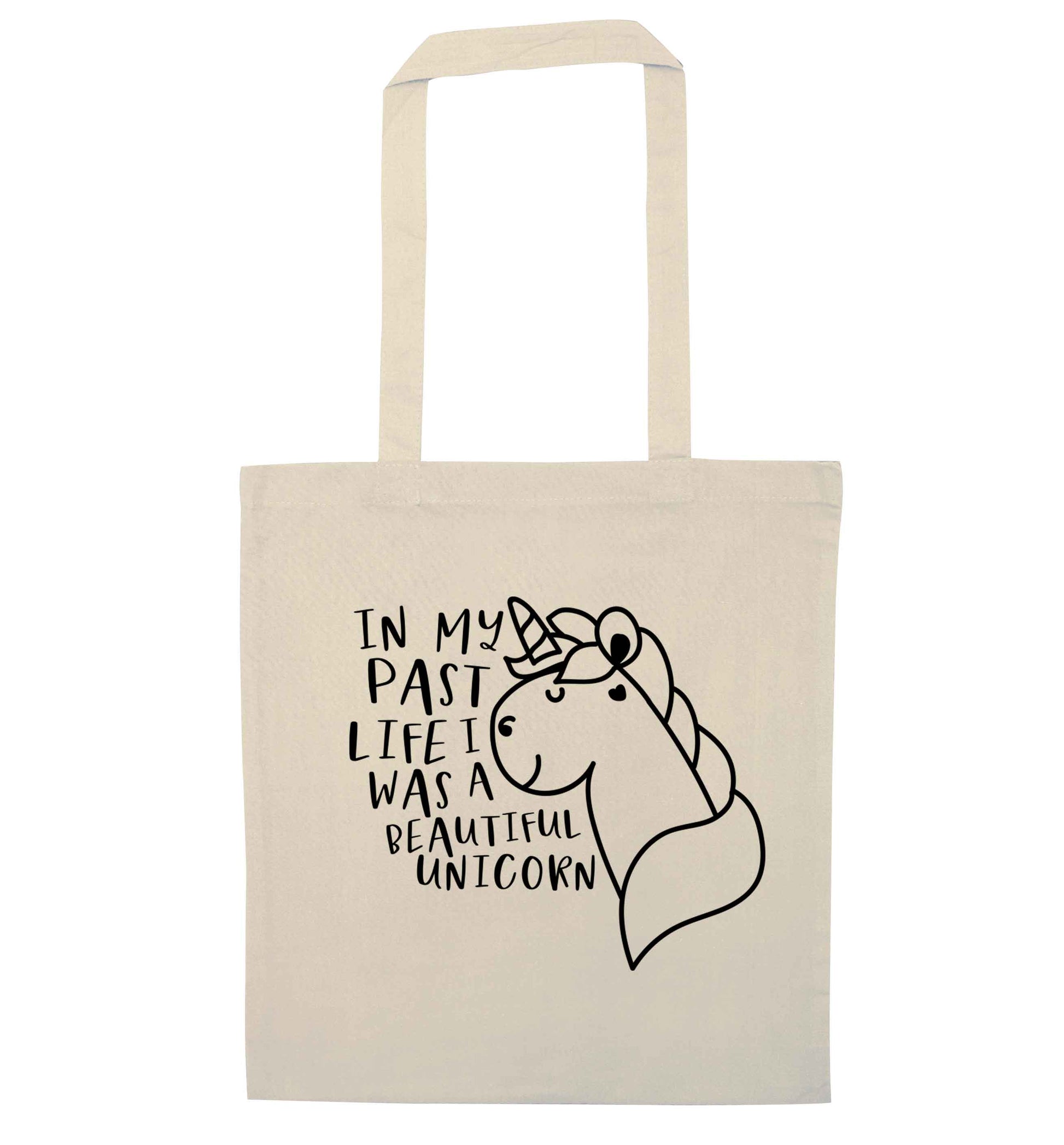 In my past life I was a beautiful unicorn natural tote bag