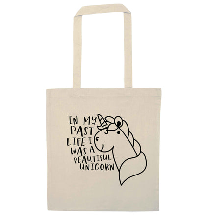 In my past life I was a beautiful unicorn natural tote bag