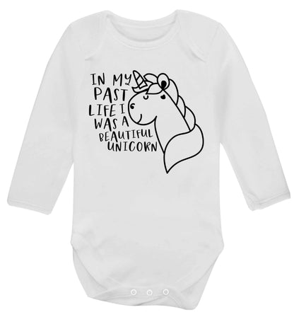 In my past life I was a beautiful unicorn Baby Vest long sleeved white 6-12 months