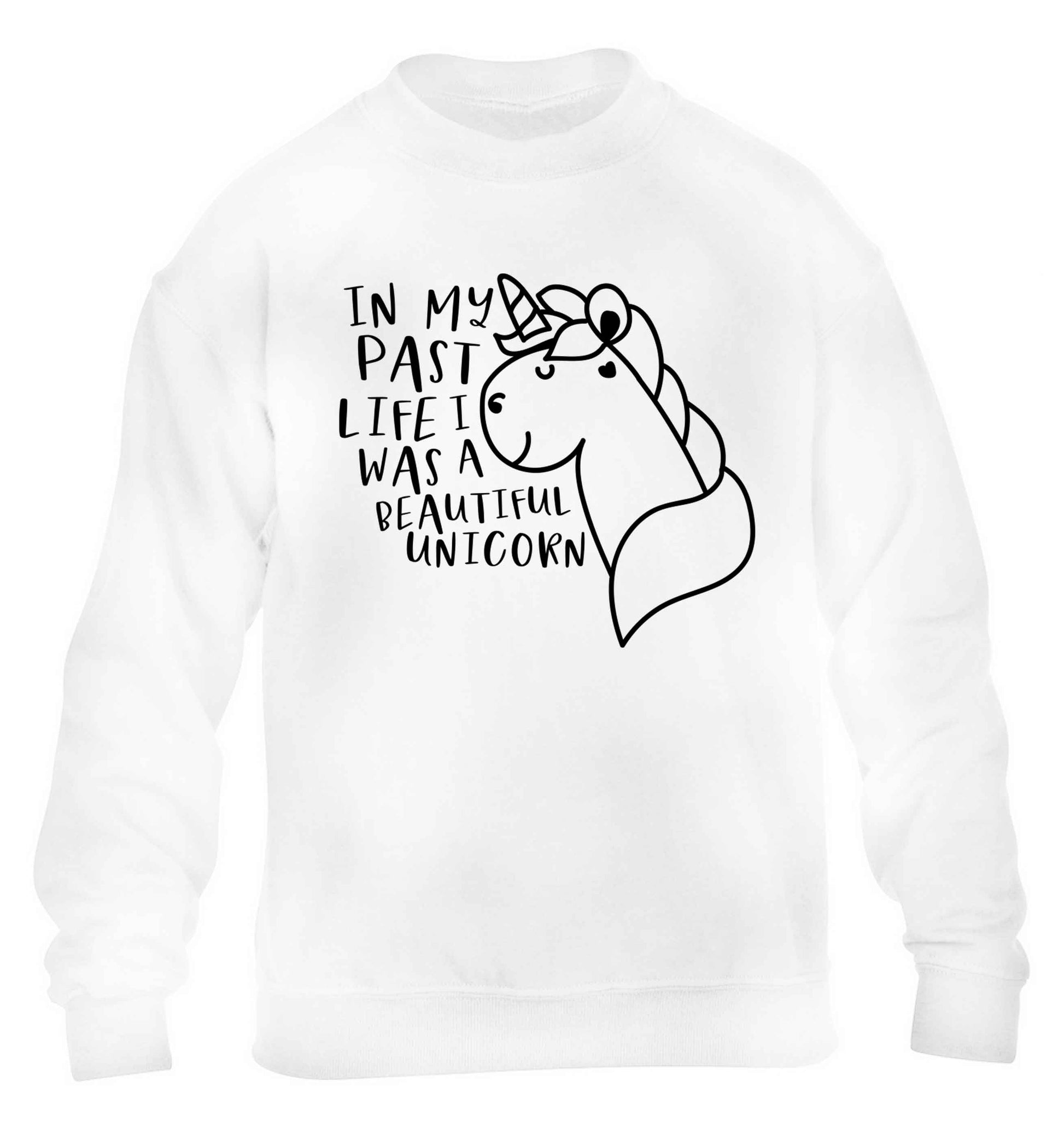 In my past life I was a beautiful unicorn children's white sweater 12-13 Years