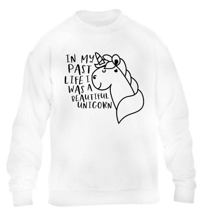 In my past life I was a beautiful unicorn children's white sweater 12-13 Years