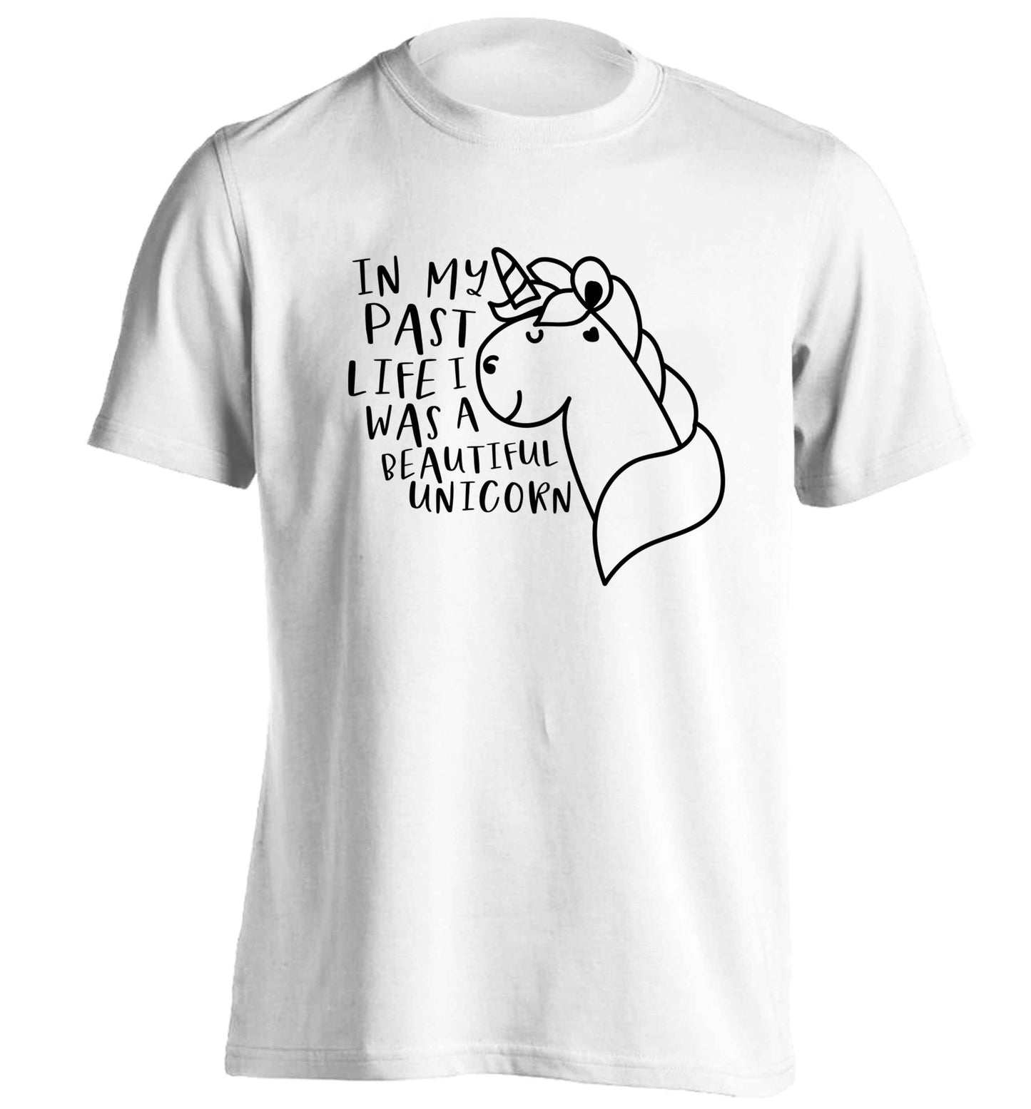 In my past life I was a beautiful unicorn adults unisex white Tshirt 2XL