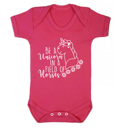 Be a unicorn in a field of horses Baby Vest dark pink 18-24 months