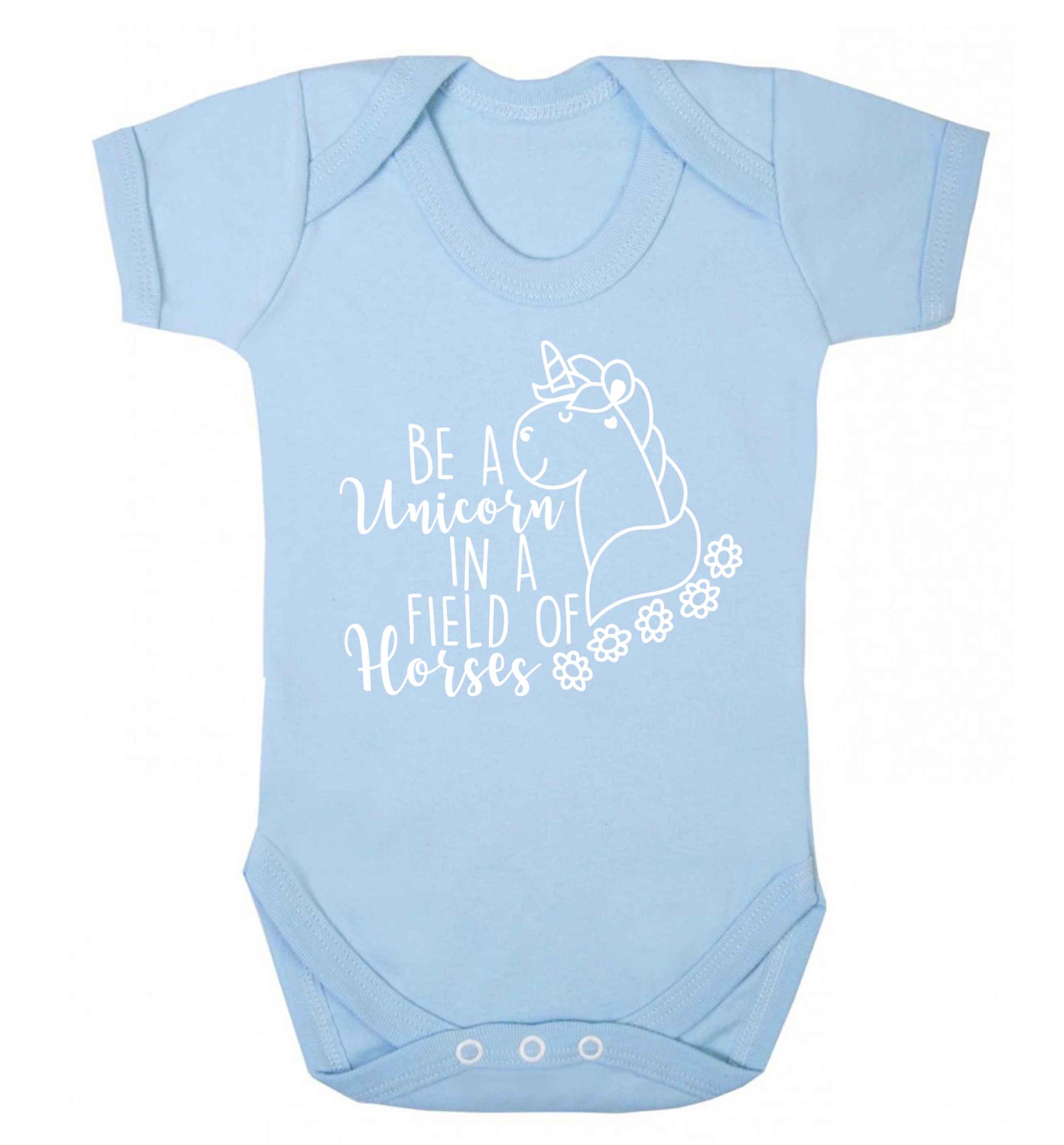 Be a unicorn in a field of horses Baby Vest pale blue 18-24 months