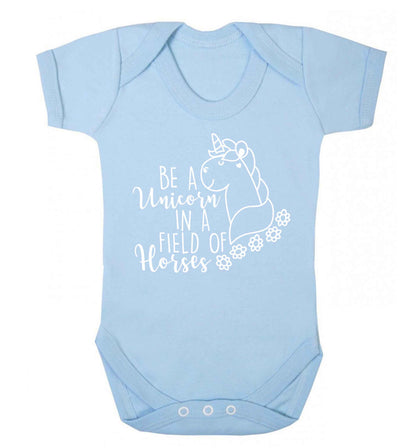 Be a unicorn in a field of horses Baby Vest pale blue 18-24 months