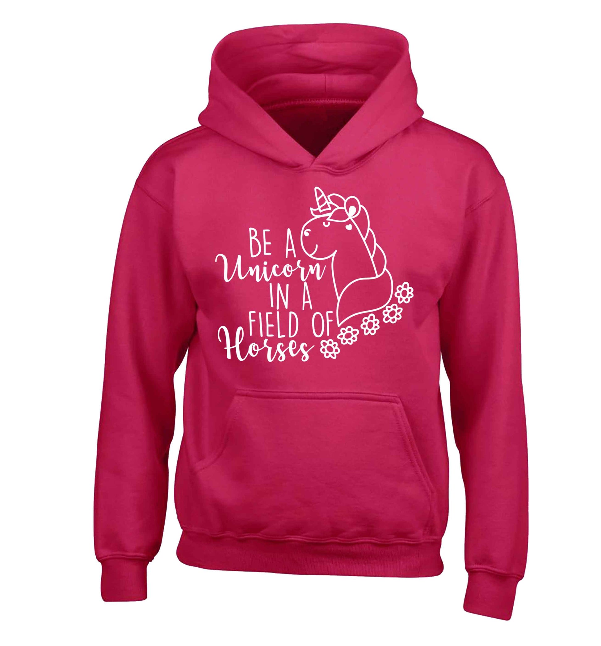 Be a unicorn in a field of horses children's pink hoodie 12-13 Years