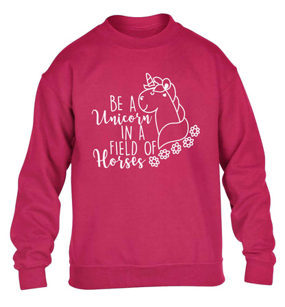 Be a unicorn in a field of horses children's pink sweater 12-13 Years