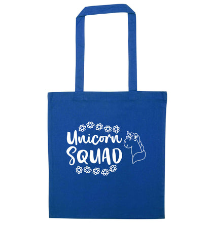 Unicorn Squad blue tote bag
