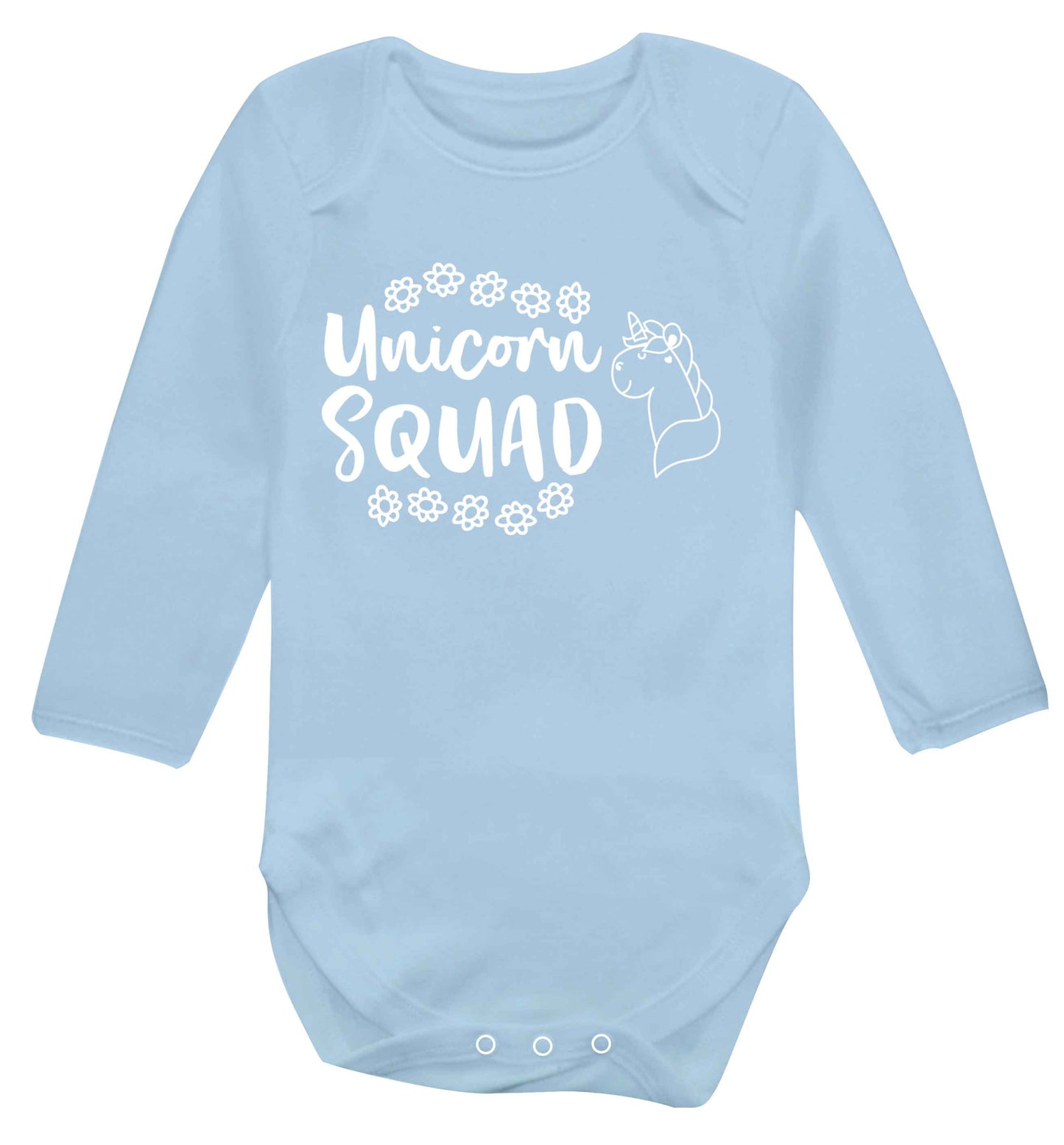 Unicorn Squad Baby Vest long sleeved pale blue 6-12 months