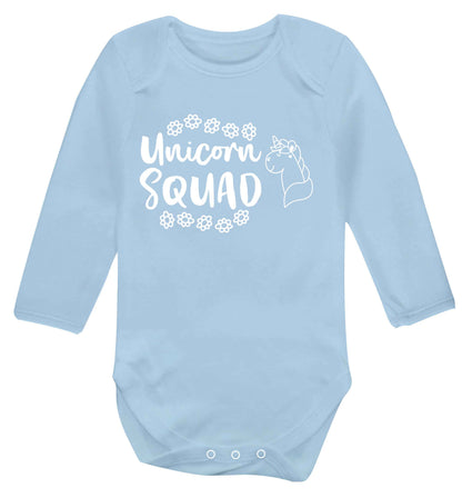 Unicorn Squad Baby Vest long sleeved pale blue 6-12 months