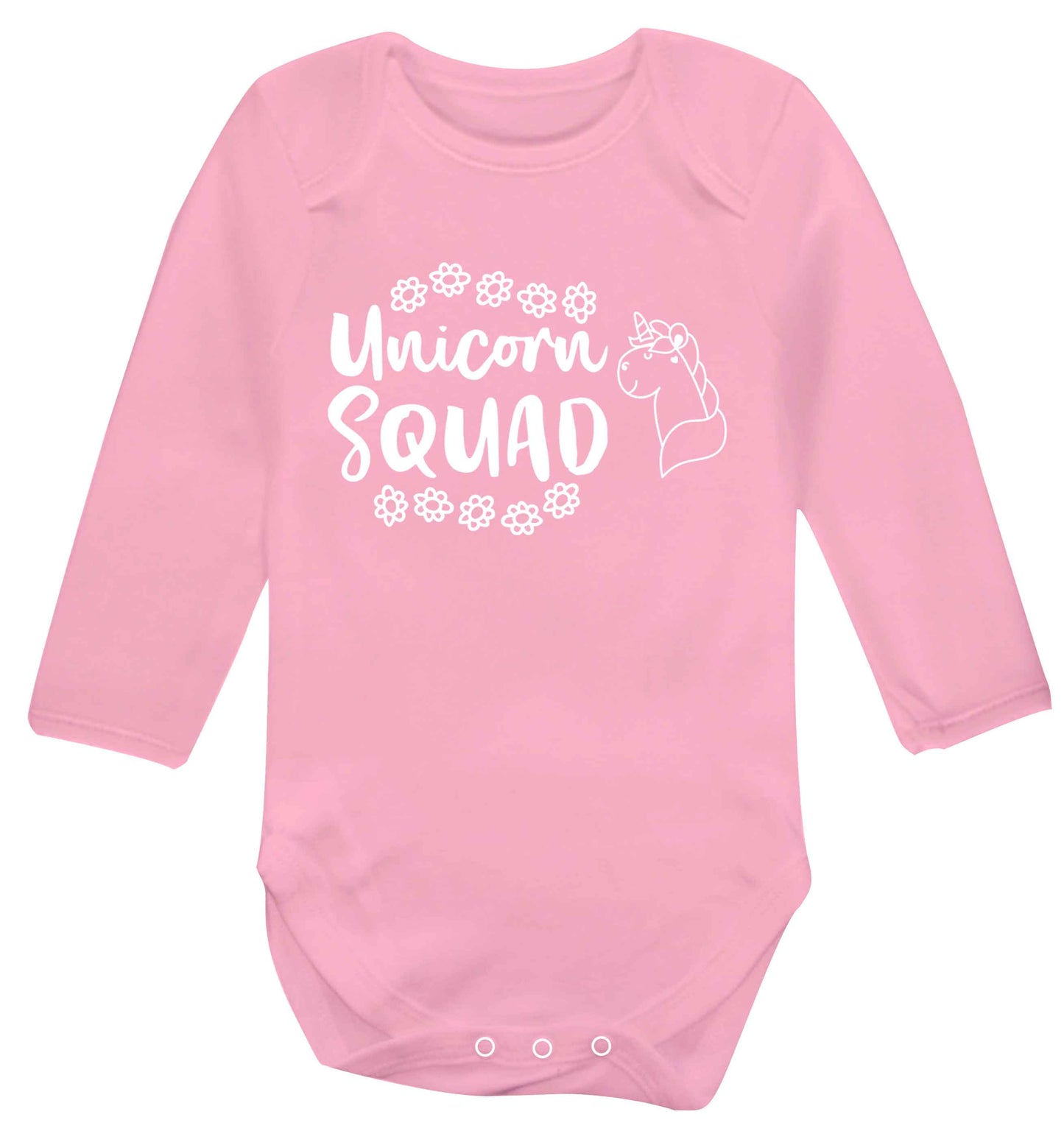Unicorn Squad Baby Vest long sleeved pale pink 6-12 months