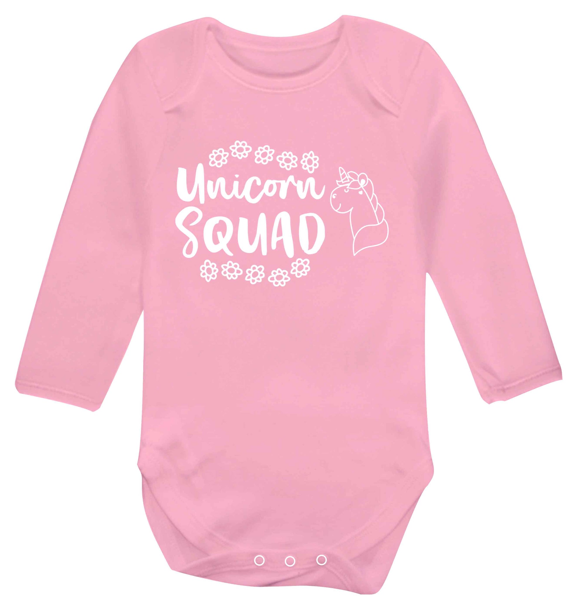 Unicorn Squad Baby Vest long sleeved pale pink 6-12 months