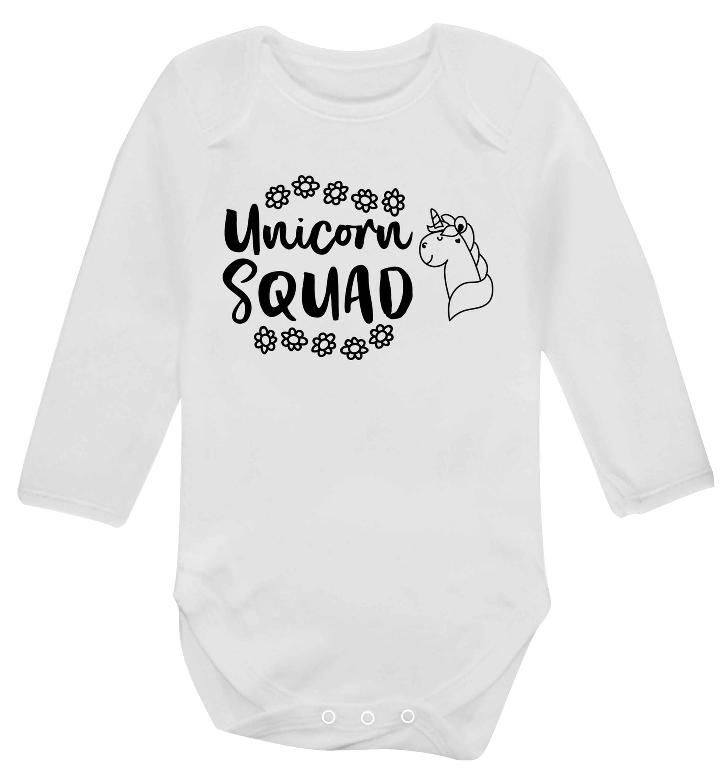 Unicorn Squad Baby Vest long sleeved white 6-12 months