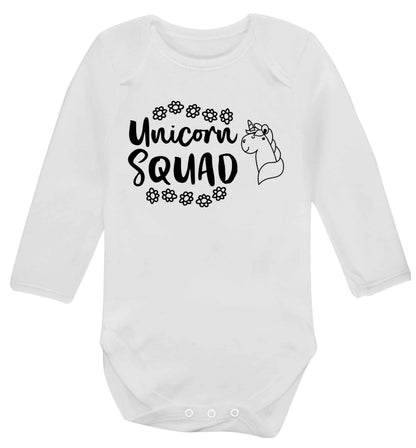 Unicorn Squad Baby Vest long sleeved white 6-12 months