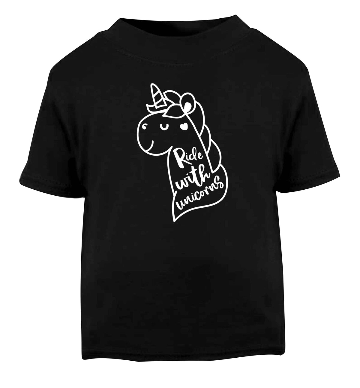 Ride with unicorns Black Baby Toddler Tshirt 2 years