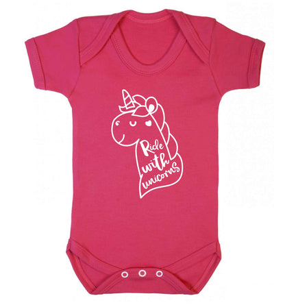 Ride with unicorns Baby Vest dark pink 18-24 months