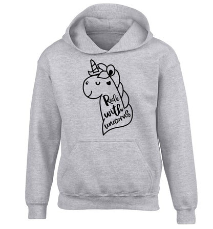 Ride with unicorns children's grey hoodie 12-13 Years